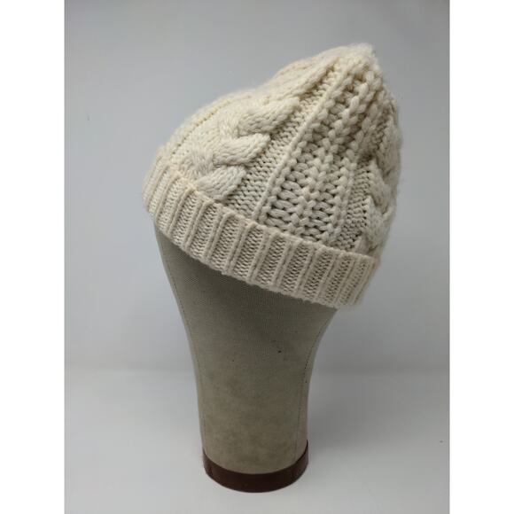 K Accessories Cable Knit Beanie Hat Cream 100% Recycle Material - Picture 4 of 11